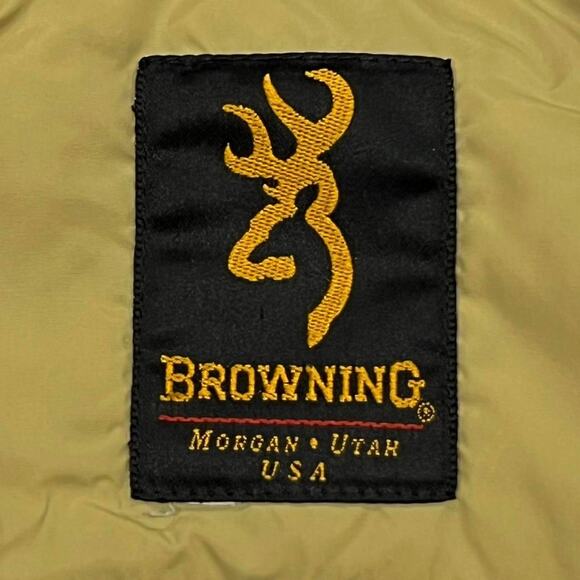 ★ Browning (Vintage) Tan Full-Zip Quilted Puffer Vest w/ Button-Up Front ★ - Picture 4 of 6
